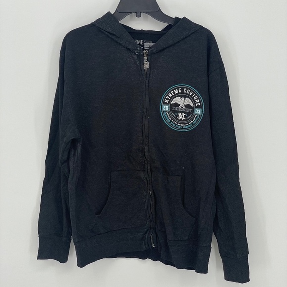 XTREME COUTURE Distress Eagle Zipper Hoodie